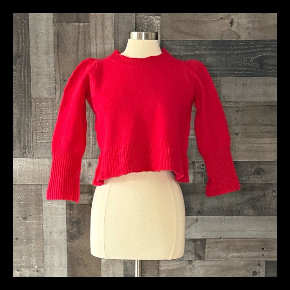 Hill House red wool cropped sweater large preppy academia minimalist gorpcore
